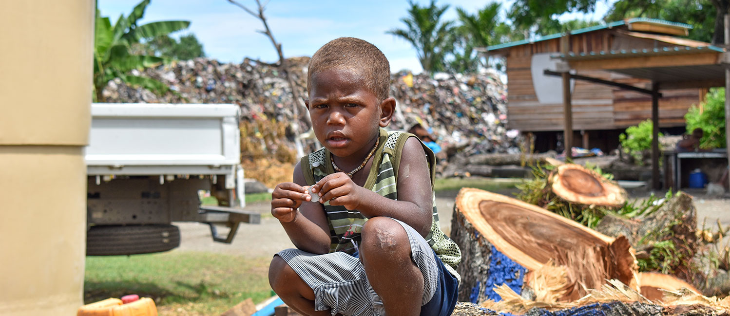 Primo piano di un bimbo di Honiara