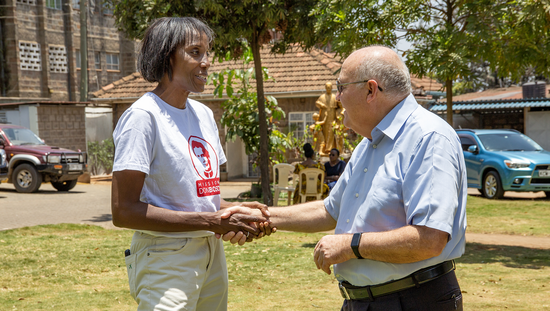 Fiona May con don Felice Molino